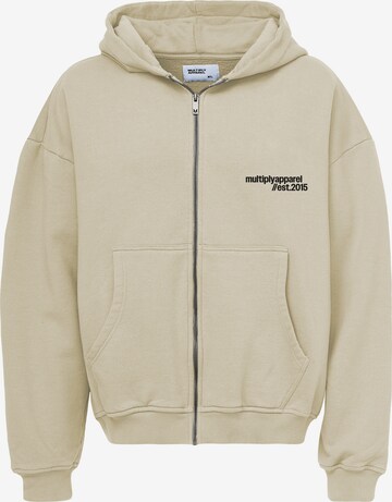 Multiply Apparel - Sudadera con cremallera en beige: frente