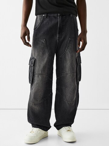 Bershka Loosefit Cargo farmer - fekete