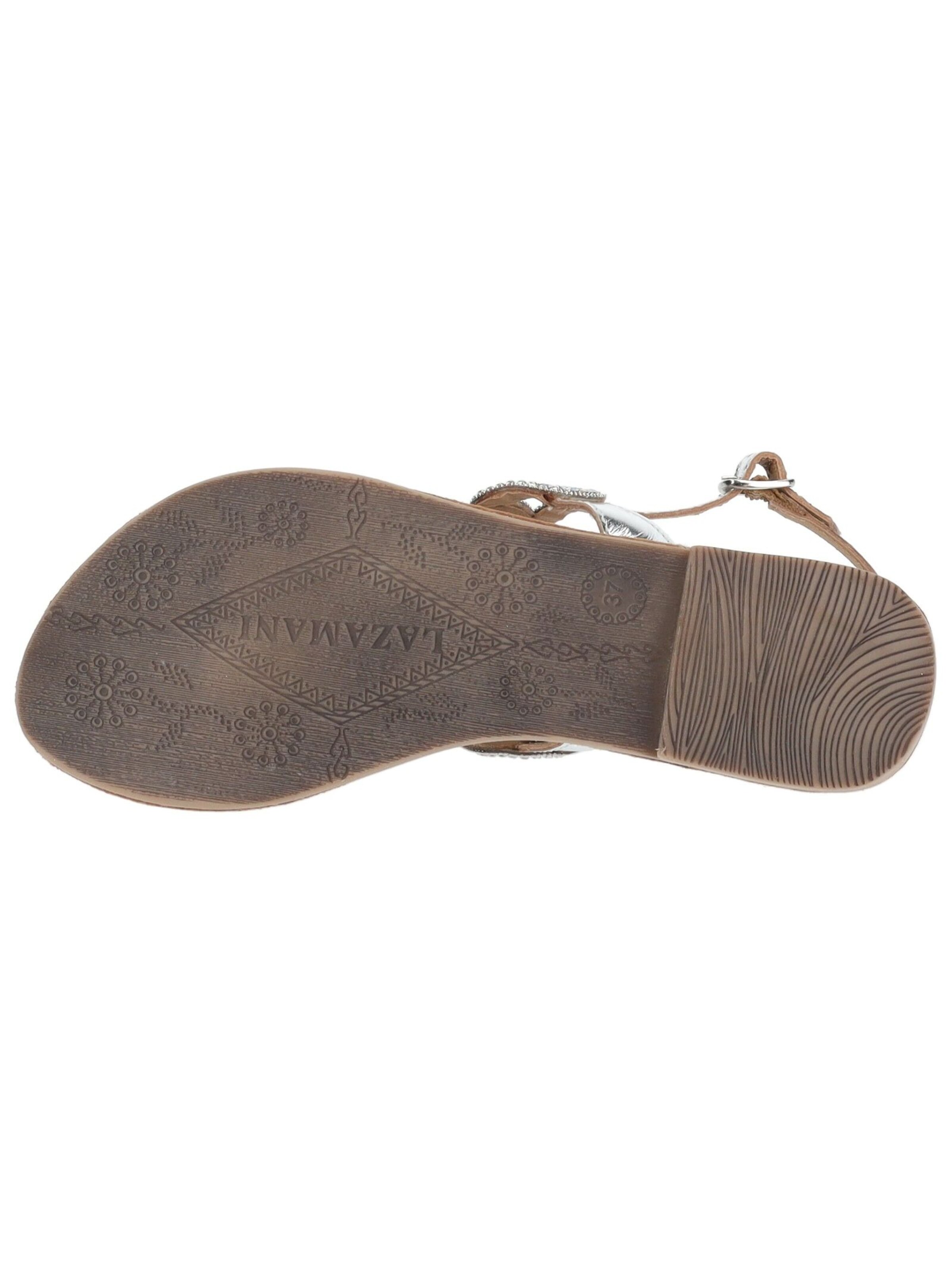 LAZAMANI T-Bar Sandals in Silver