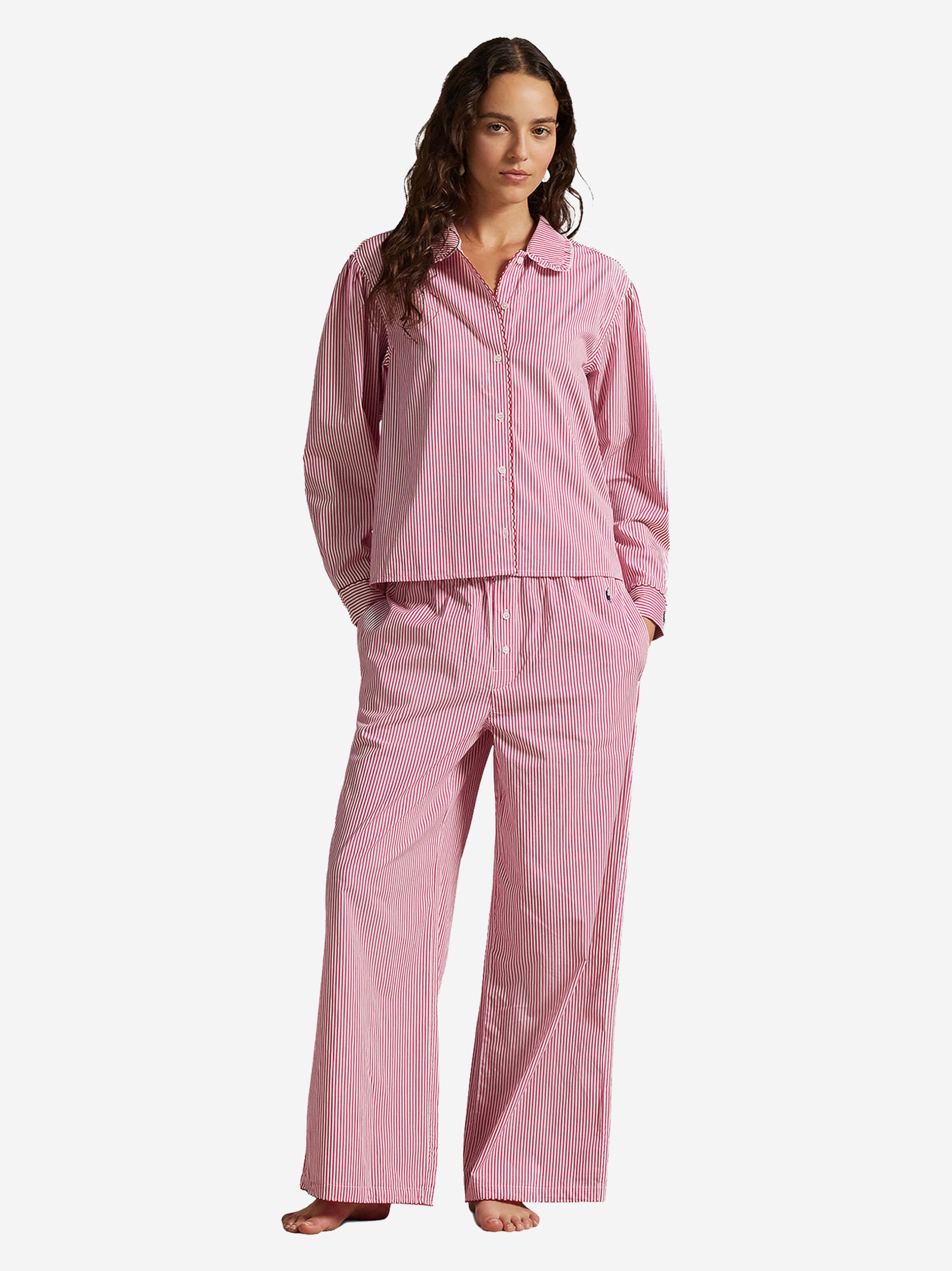 Pyjama ' Shirting Stripes ' Polo Ralph Lauren en rose : devant