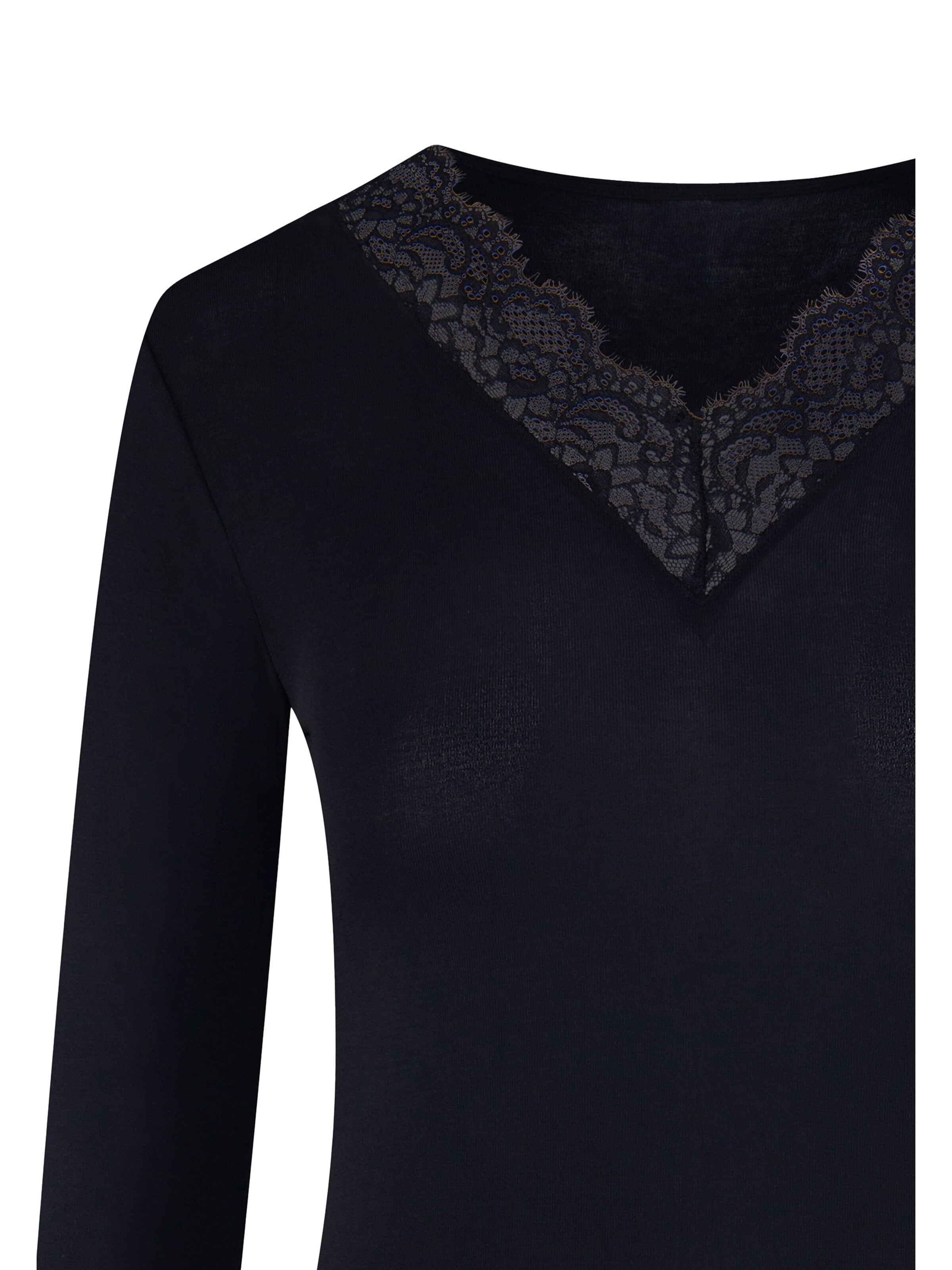 Ciocca - Camiseta térmica 'Maglia Intima con Pizzo in Cashmere Modal Scollo a V' en negro