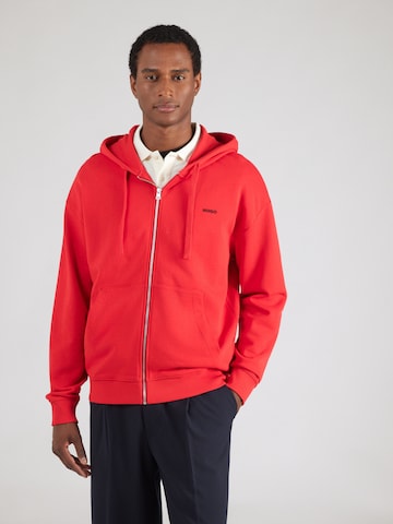 HUGO Zip-Up Hoodie 'Dapozip' in Red: front