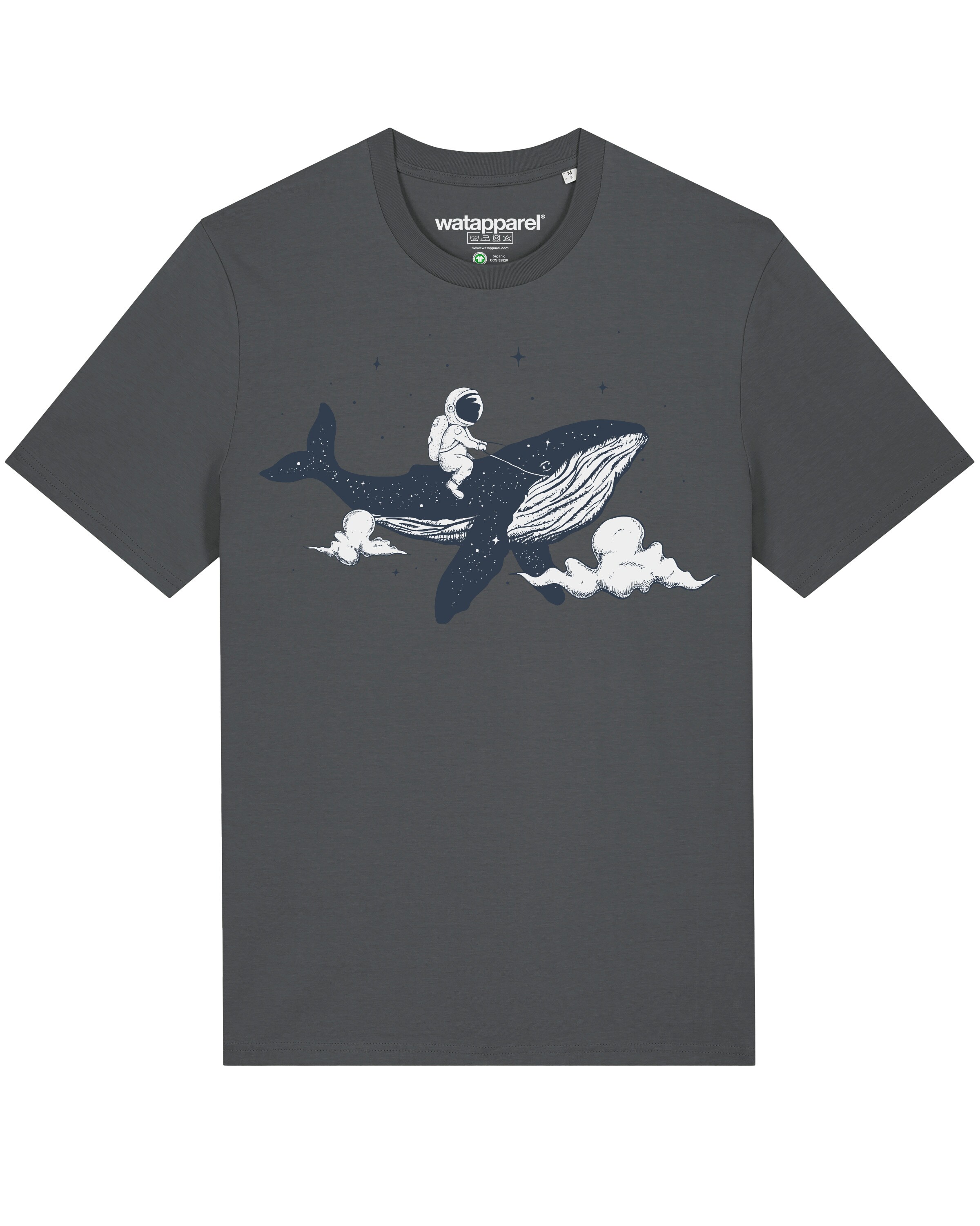 Watapparel T-Shirt ' Spacewhale ' in Grau: Vorderseite