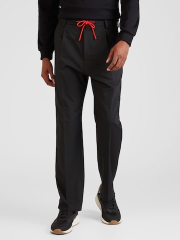 HUGO Red Regular Pleated Pants 'Teagan' in Black: front