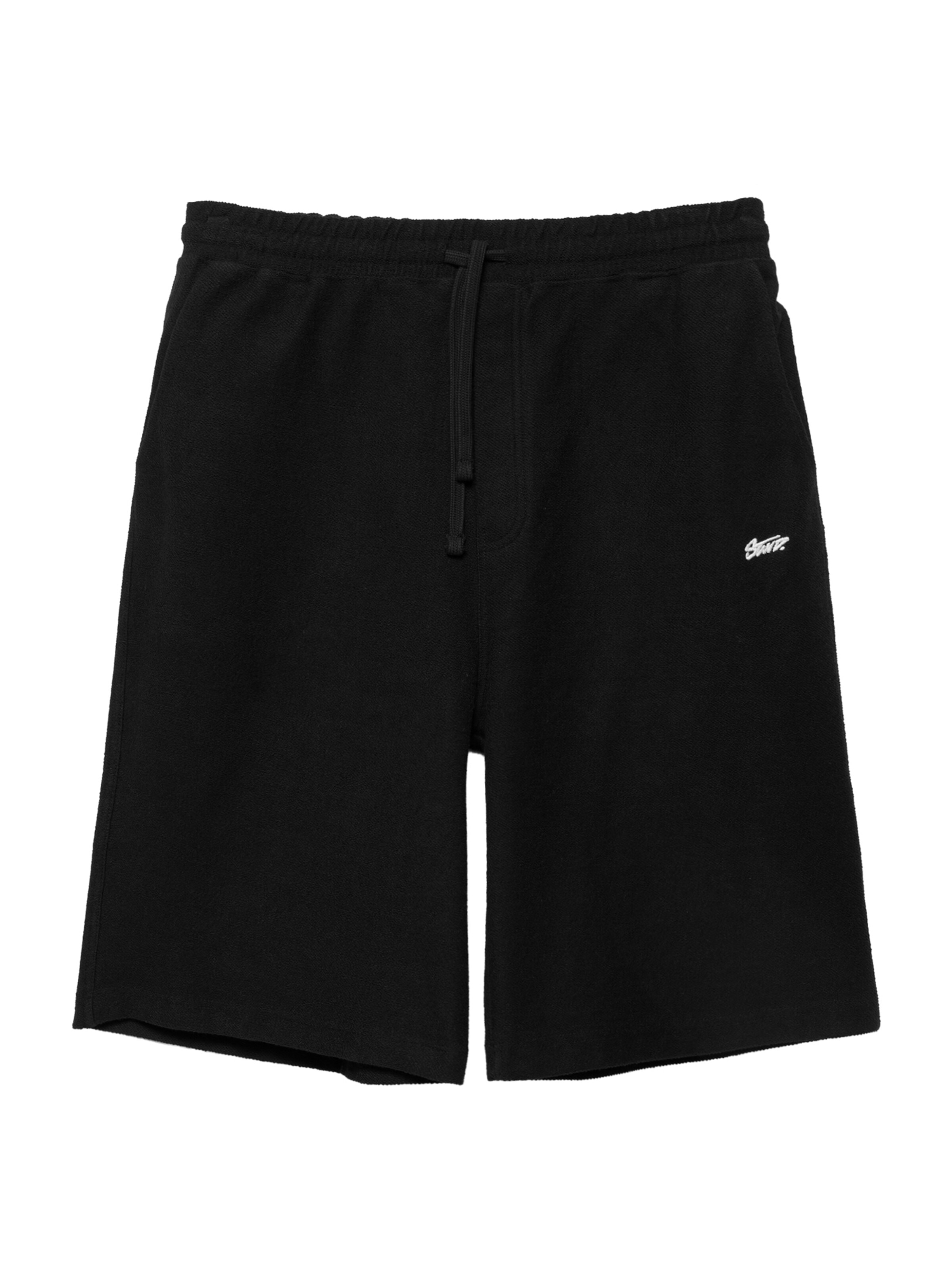Pull&Bear Baggy Shorts 'STWD' in Schwarz: Vorderseite