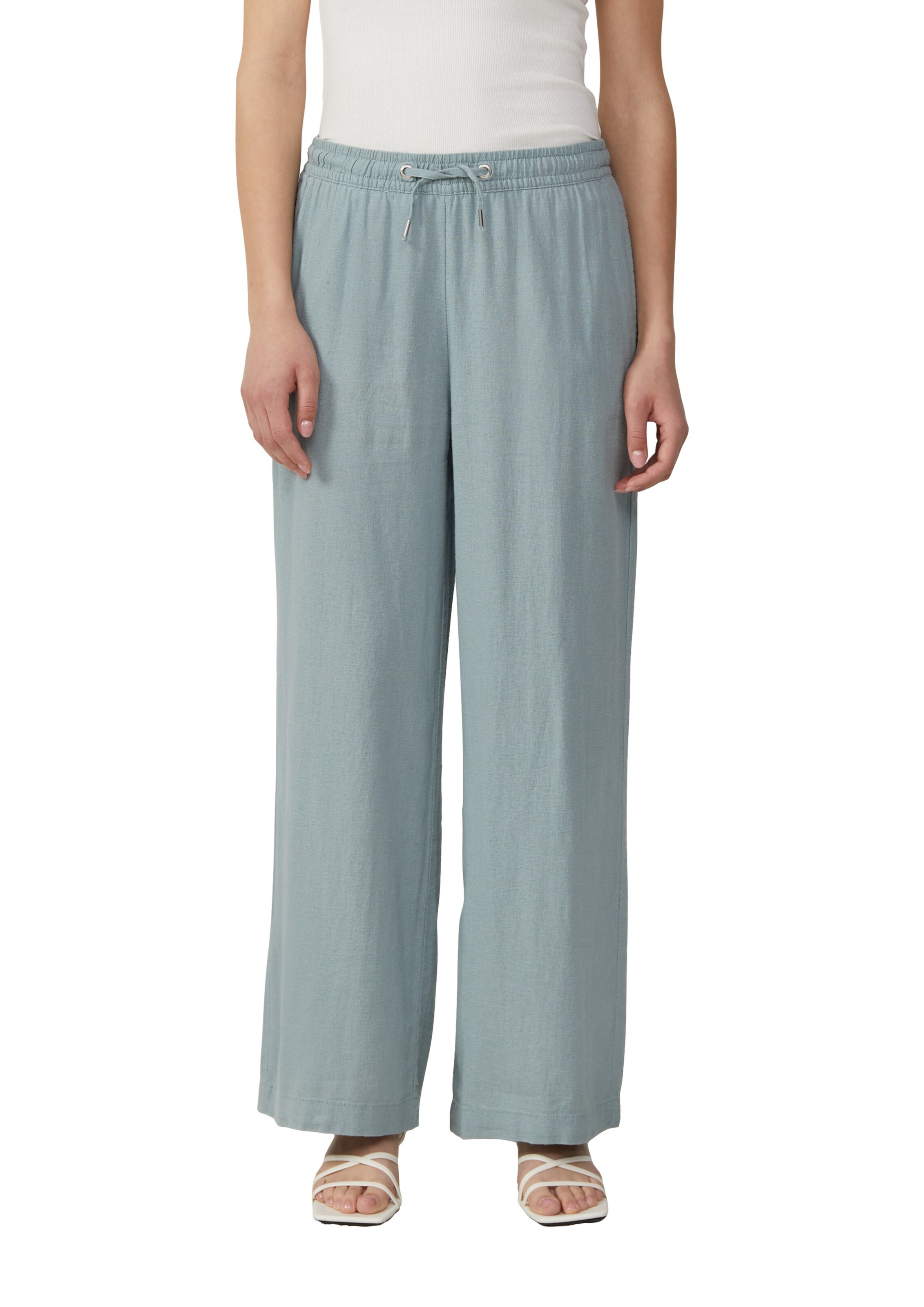 QS Wide leg Broek in Groen: voorkant