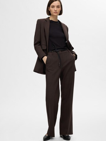 SELECTED FEMME Wide Leg Bukser med fals 'SLFRita' i brun
