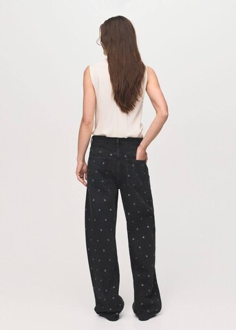 MANGO Loose fit Jeans 'Eyelets' in Black