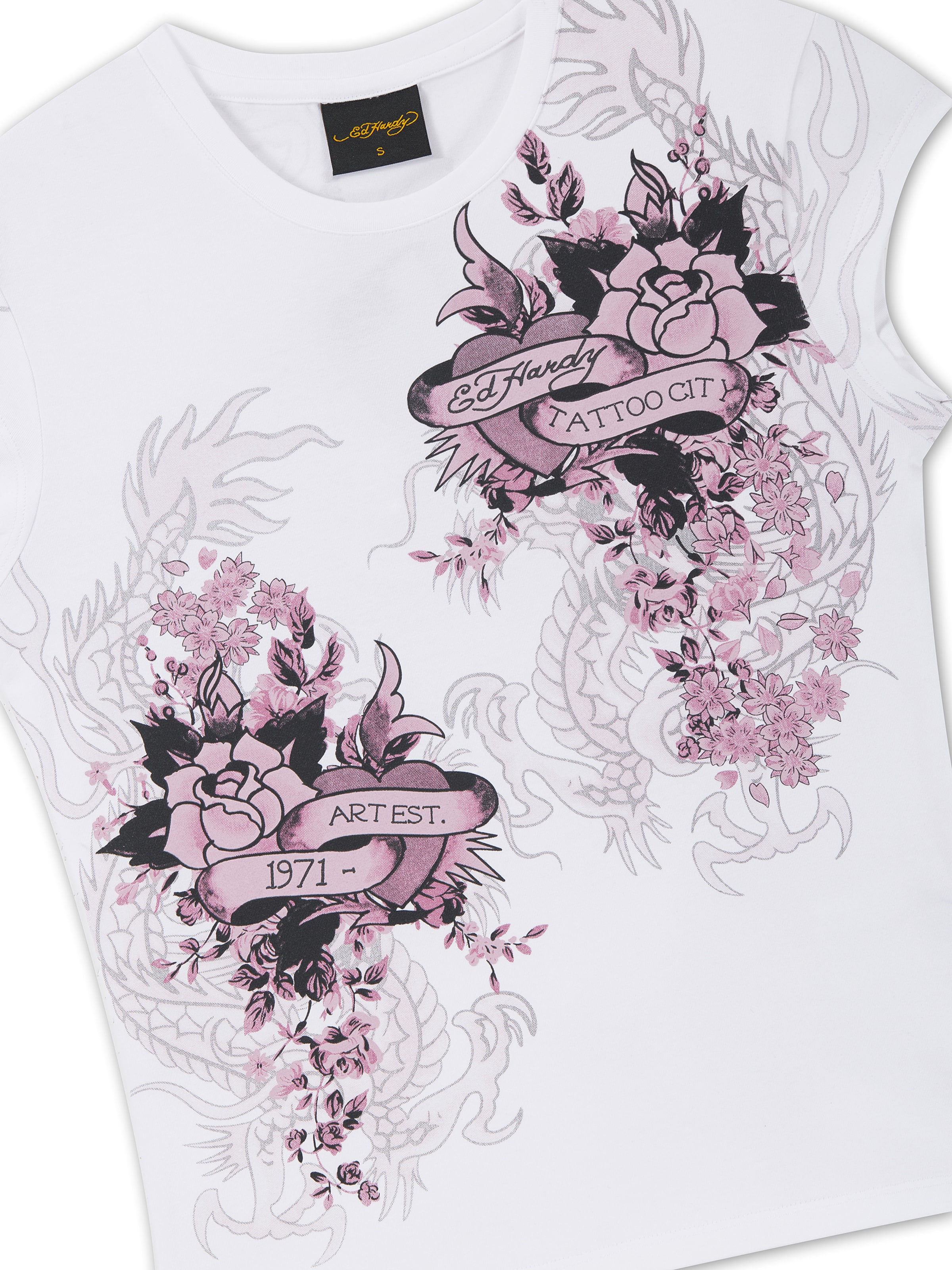 Maglietta 'Tattoo City' di Ed Hardy in bianco