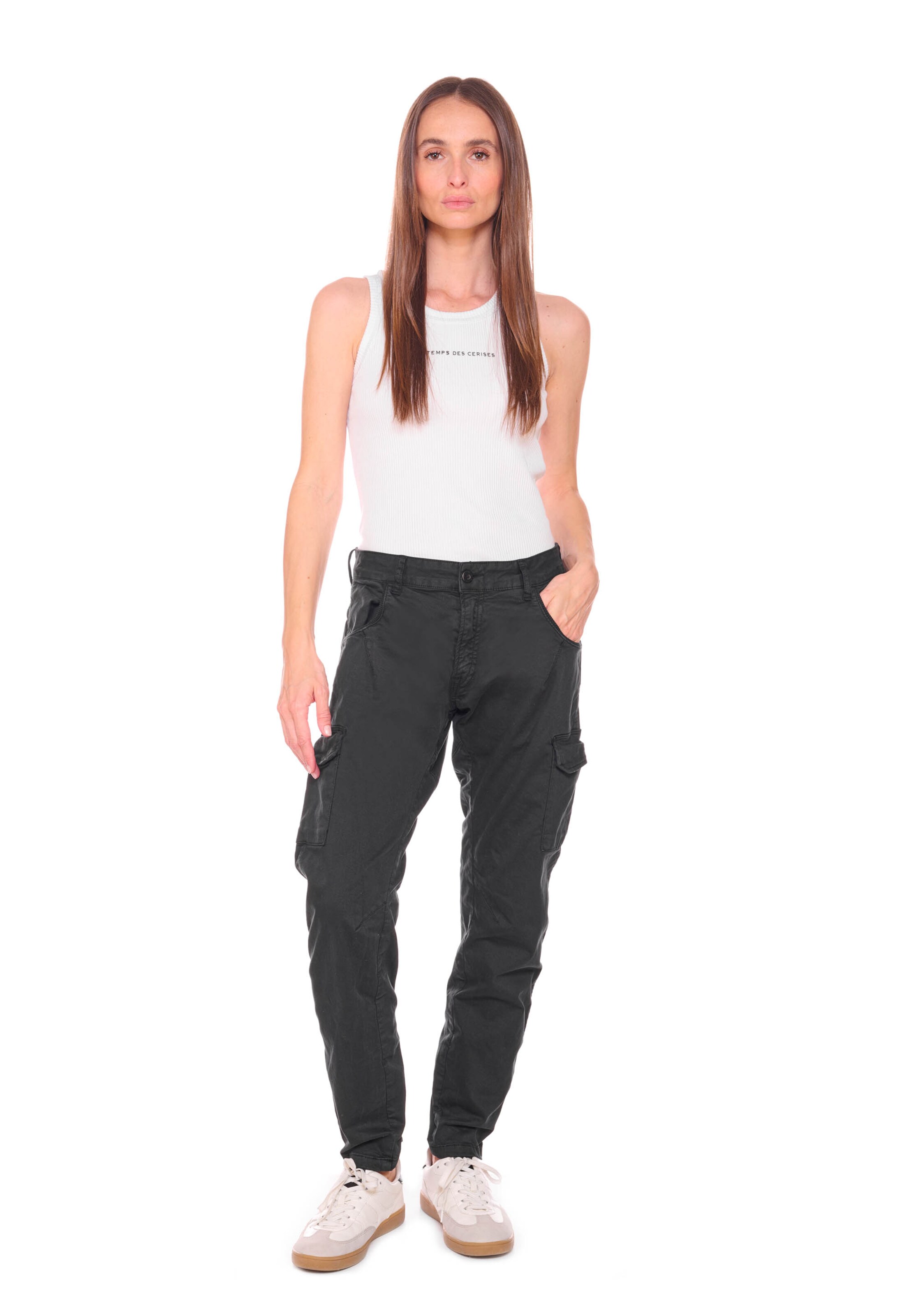 Le Temps Des Cerises Tapered Cargobroek 'Rivera' in Zwart