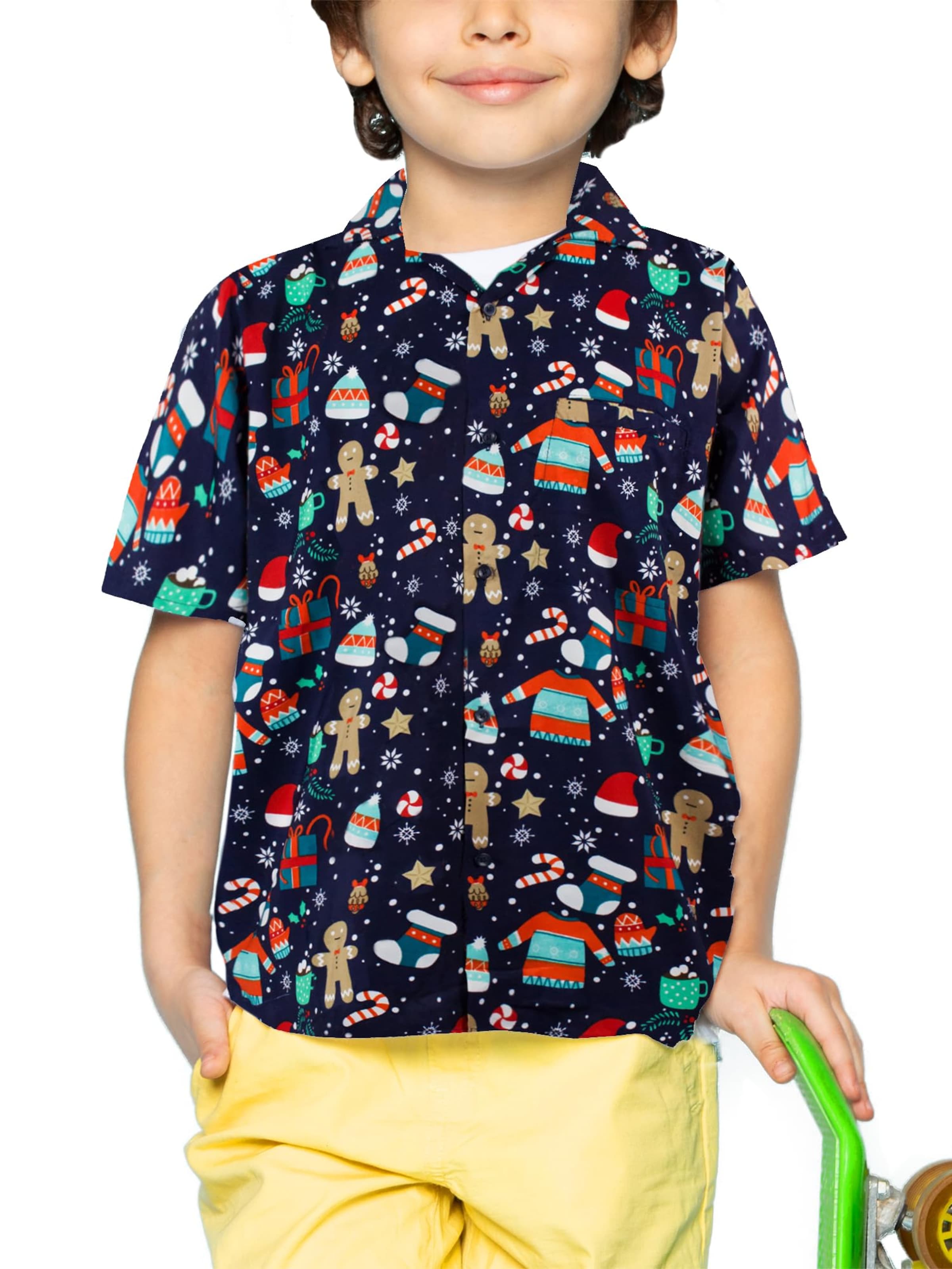 King Kameha Regular Fit Hemd 'Christmas Gingerbread'‌‌‌‌ in Blau: Vorderseite