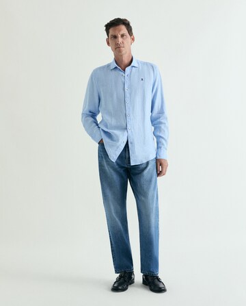Scalpers Regular Fit Fancy Linen Shirt ' ' in Blau: Vorderseite