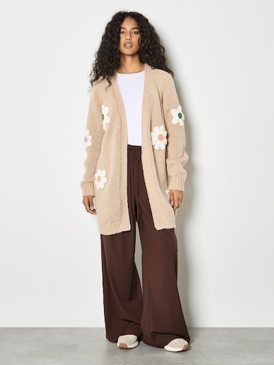 Apricot 3D Daisy Chunky Knit Cardigan ' ' in beige / weiß, Produktansicht