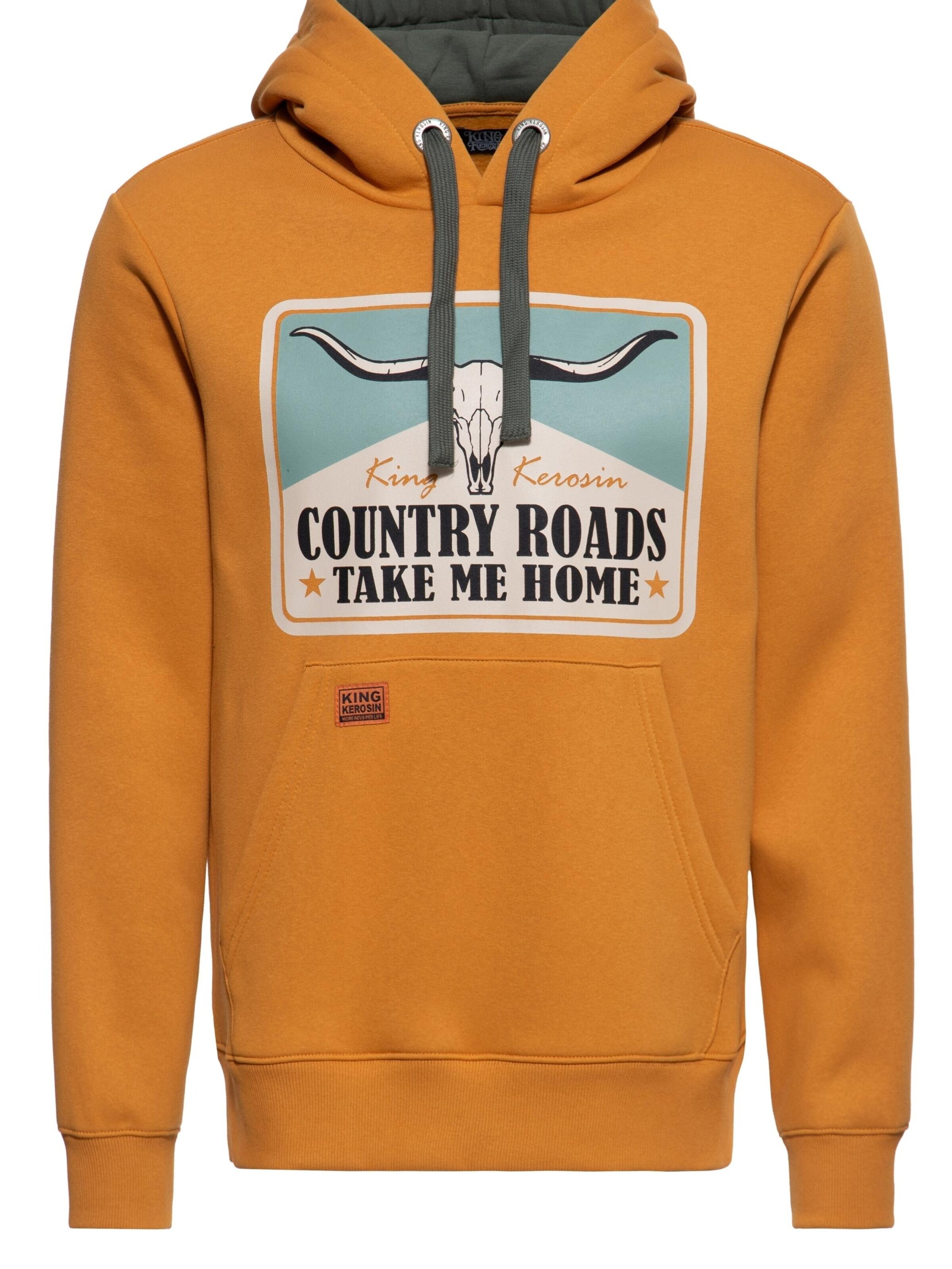 King Kerosin Sweatshirt 'Country Roads' in Orange: front