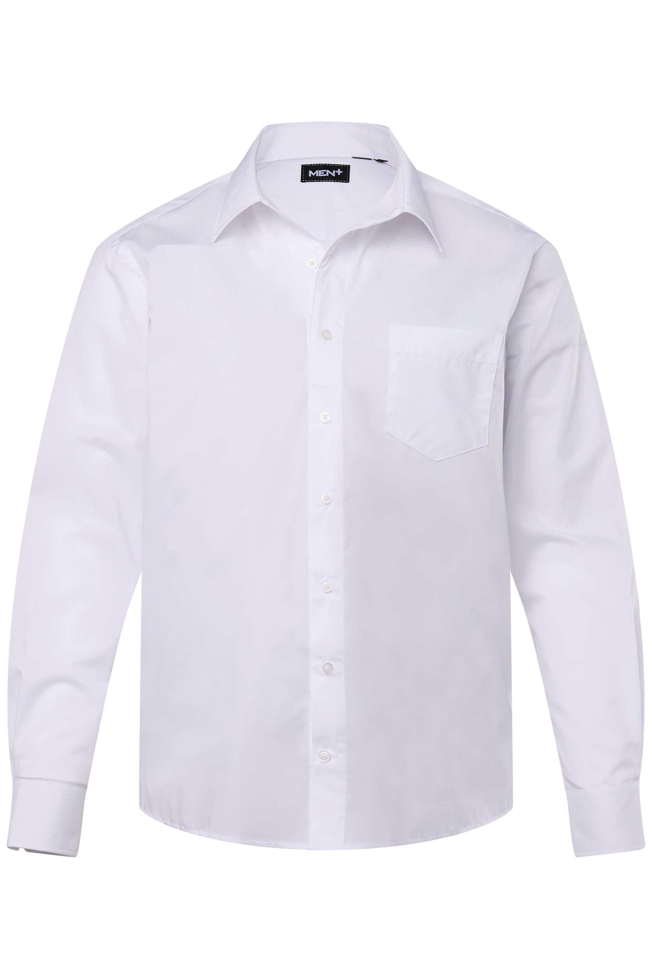 Men Plus Overhemd in Wit: voorkant