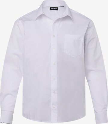 Men Plus Button Up Shirt in White: front
