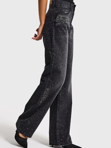 IT'S BASIC Loose fit Jeans 'RHINESTONE LOOSE MID RISE JEANS' in Black