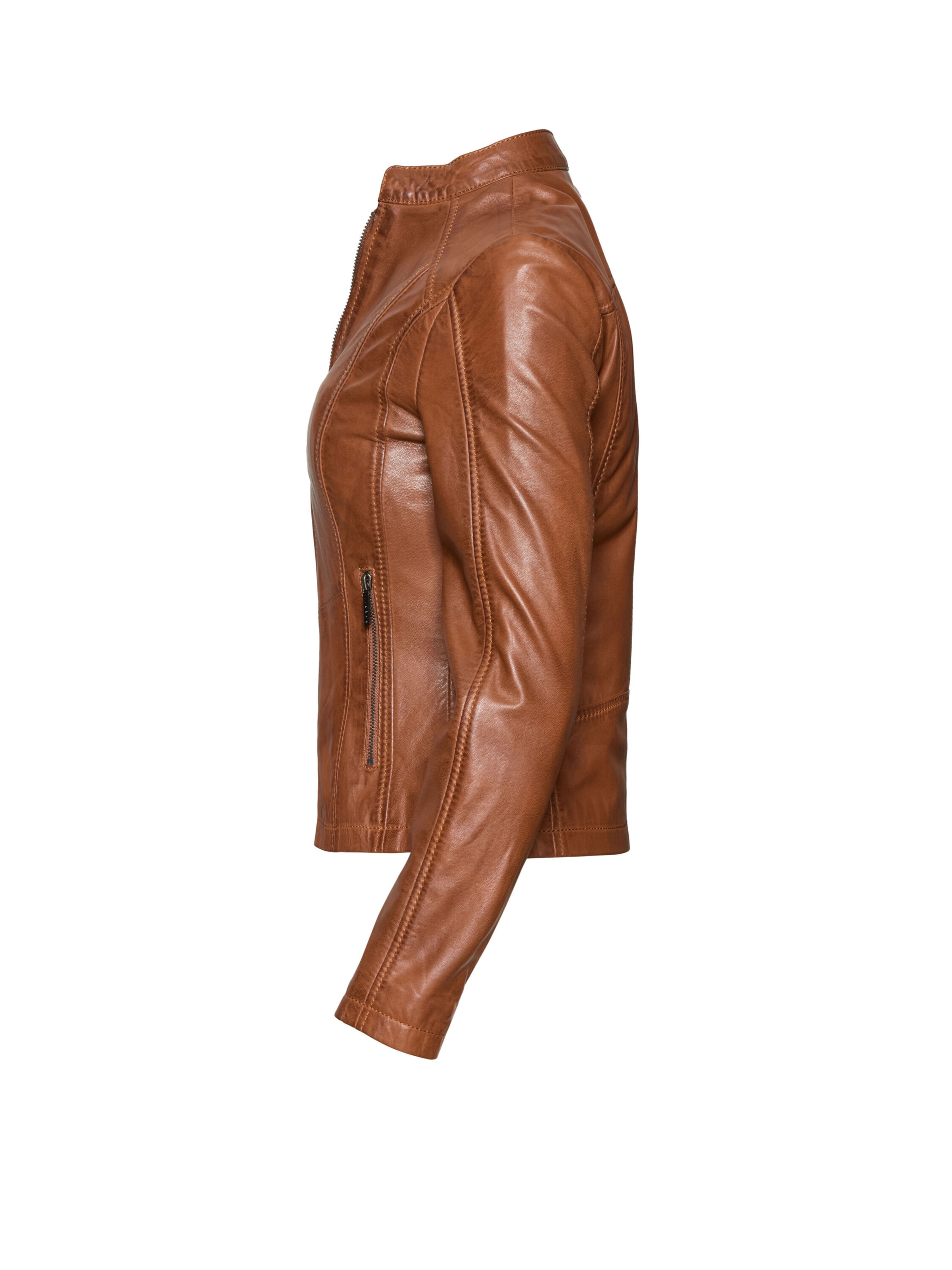 bugatti Moderne Lederjacke aus reinem Leder mit Stehkragen in Braun