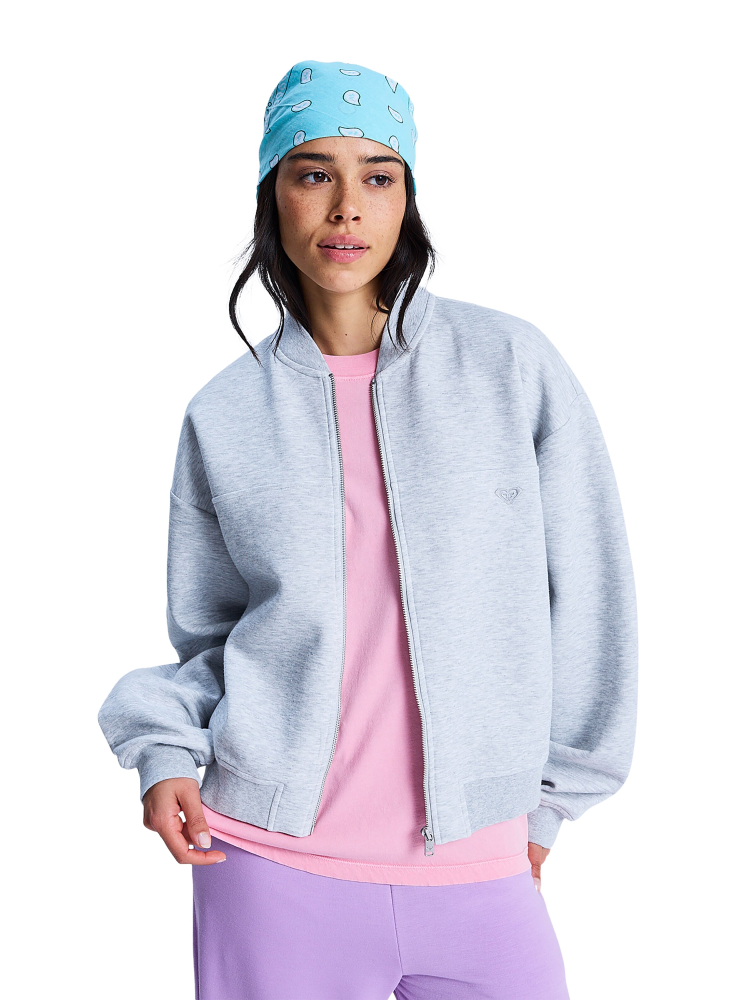 ROXY Sweatjacke 'Always Happy' in Grau: Vorderseite
