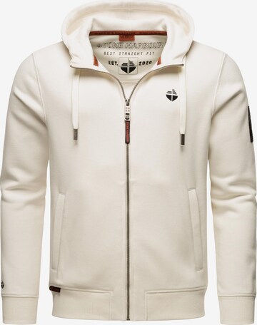 STONE HARBOUR Zip-Up Hoodie 'Billy Joy' in White: front