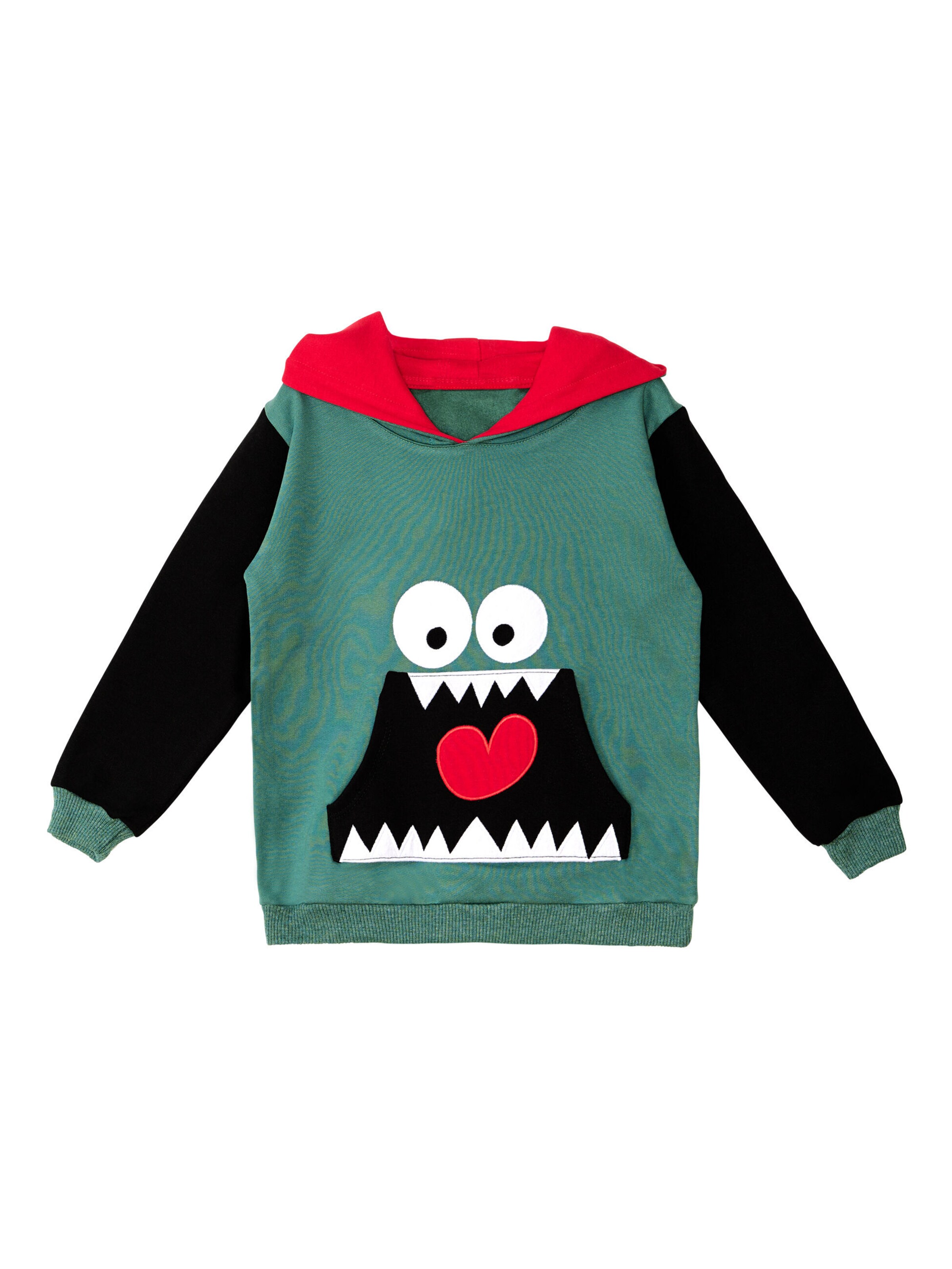 Sweat 'Toothy' Denokids en vert : devant