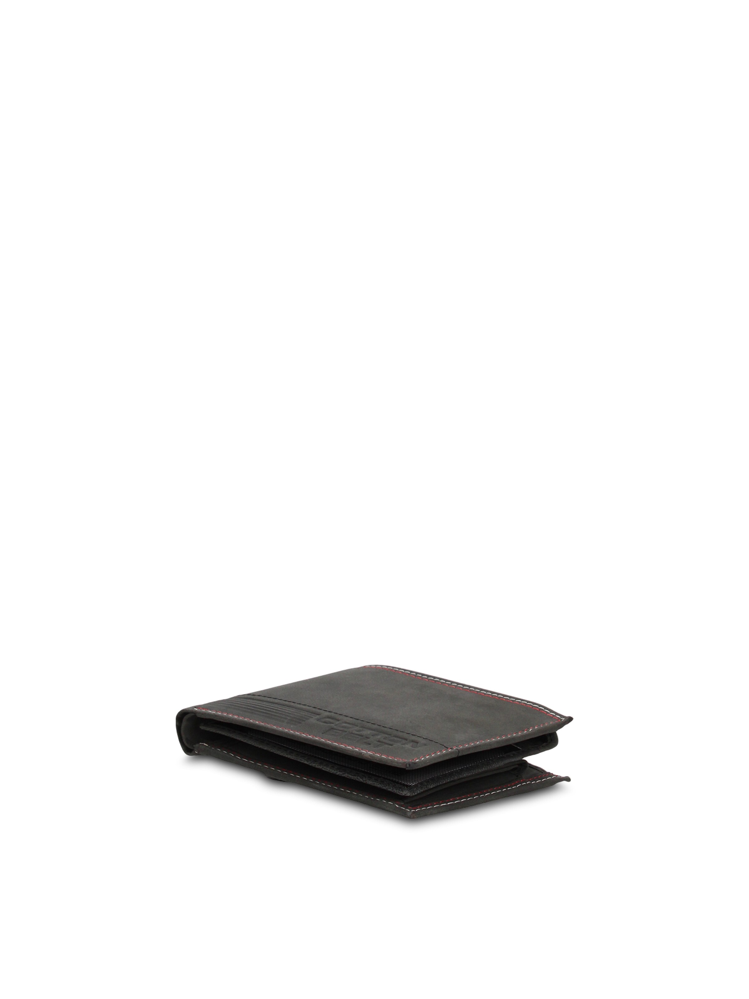 Portamonete 'Portafoglio Uomo Vera Pelle con Cuciture Rosse - Slim Design 12,5x9,5 cm' di cotton belt in nero