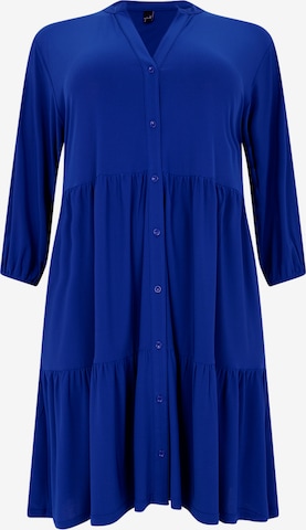 Yoek Dress ' Ruffle Detail ' in Blue: front