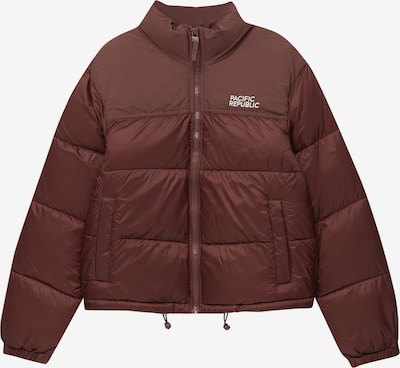Pull&Bear Winterjas in de kleur Donkerbruin / Offwhite, Productweergave