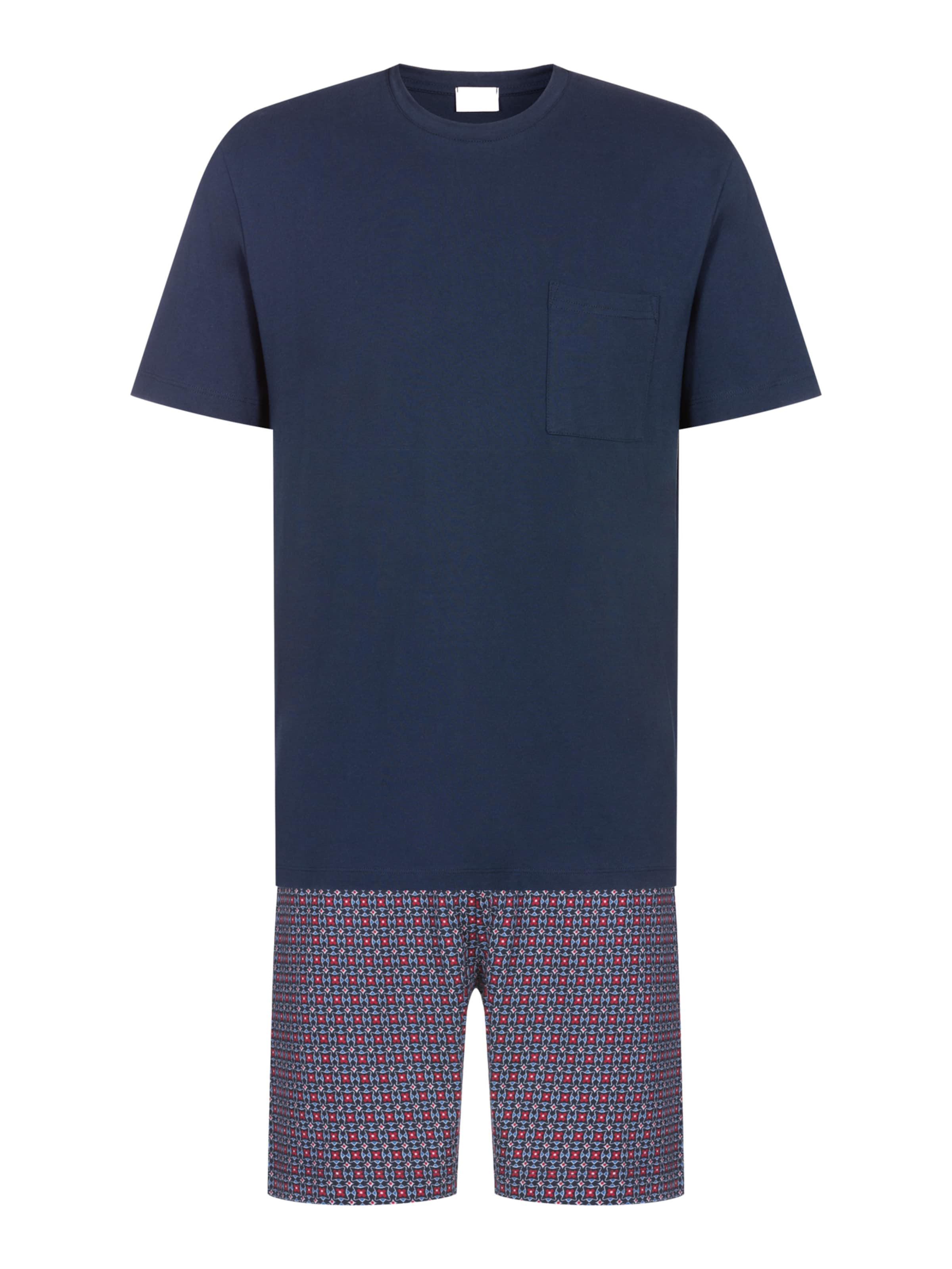 Mey Pyjama kurz 'Red Tile' in Blau: Vorderseite