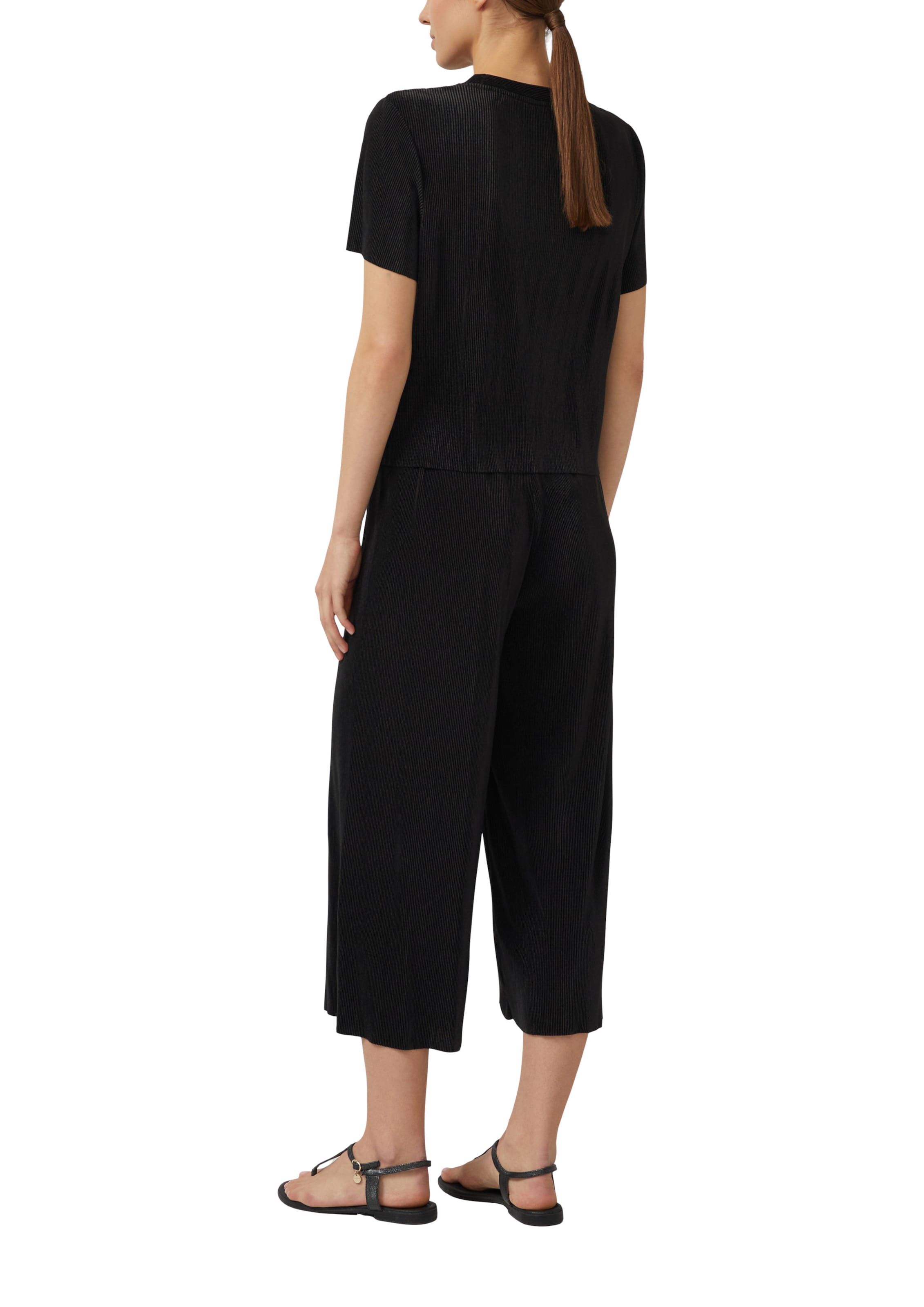 s.Oliver Wide Leg Hose in Schwarz