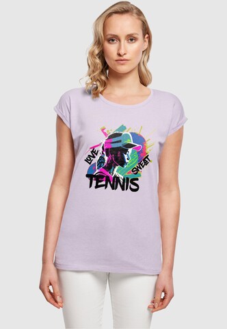 Maglietta 'Tennis Love, Sweat' di Merchcode in lilla: frontale