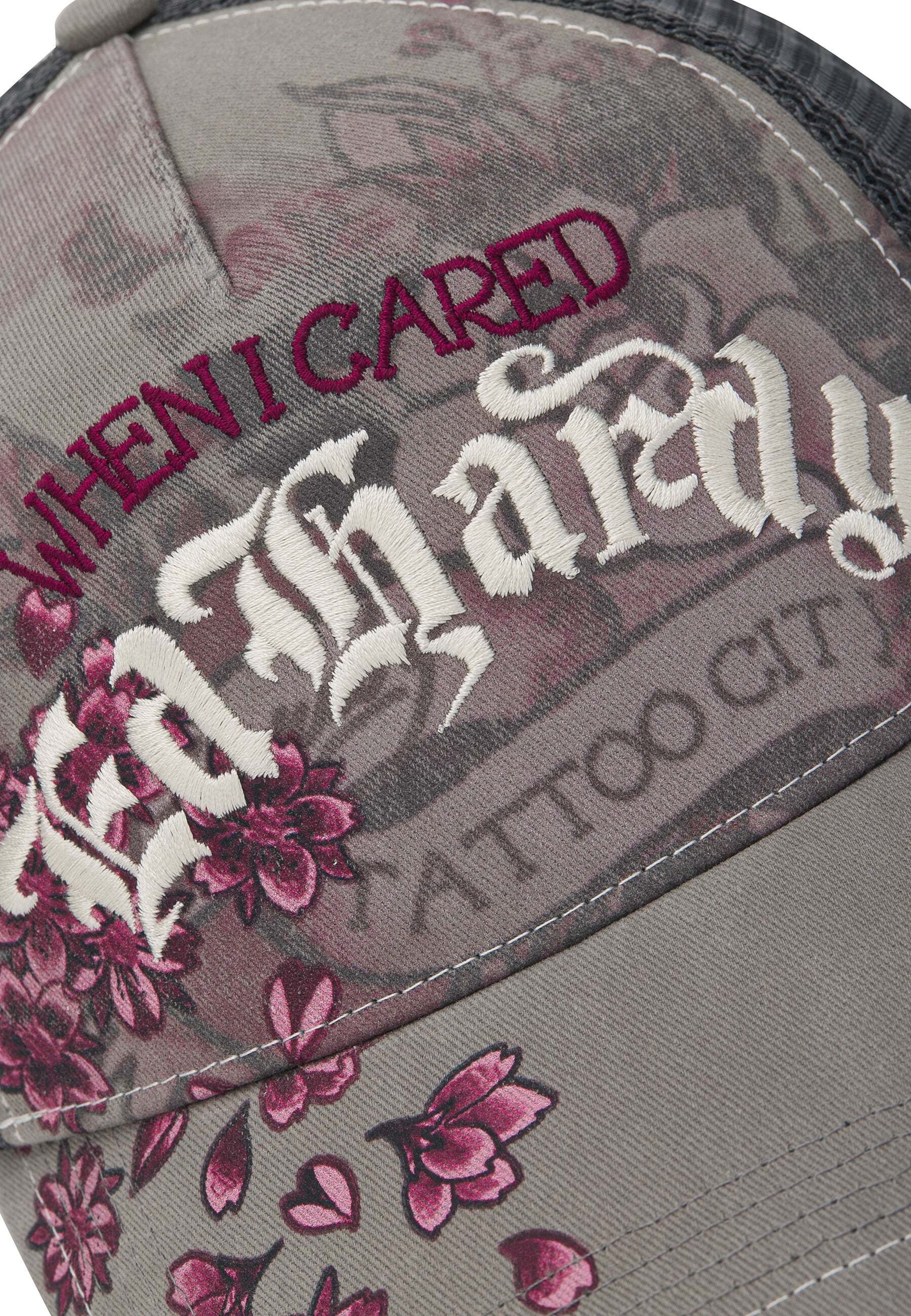 Ed Hardy Kšiltovka 'Floral Tattoo City Vintage' – šedá