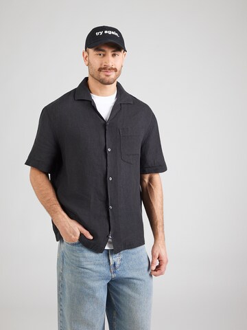 HUGO - Ajuste confortable Camisa 'Exolino' en negro: frente