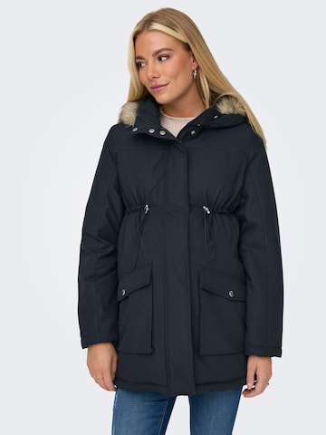 Only Maternity Winterparka 'Lucia' in Blauw: voorkant