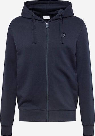 KnowledgeCotton Apparel Zip-Up Hoodie in Blue: front