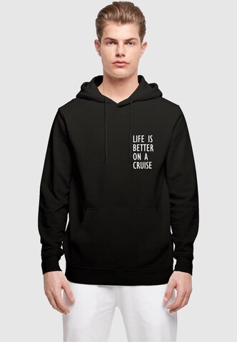 Merchcode Sweatshirt 'Life Is Better' in Black: front