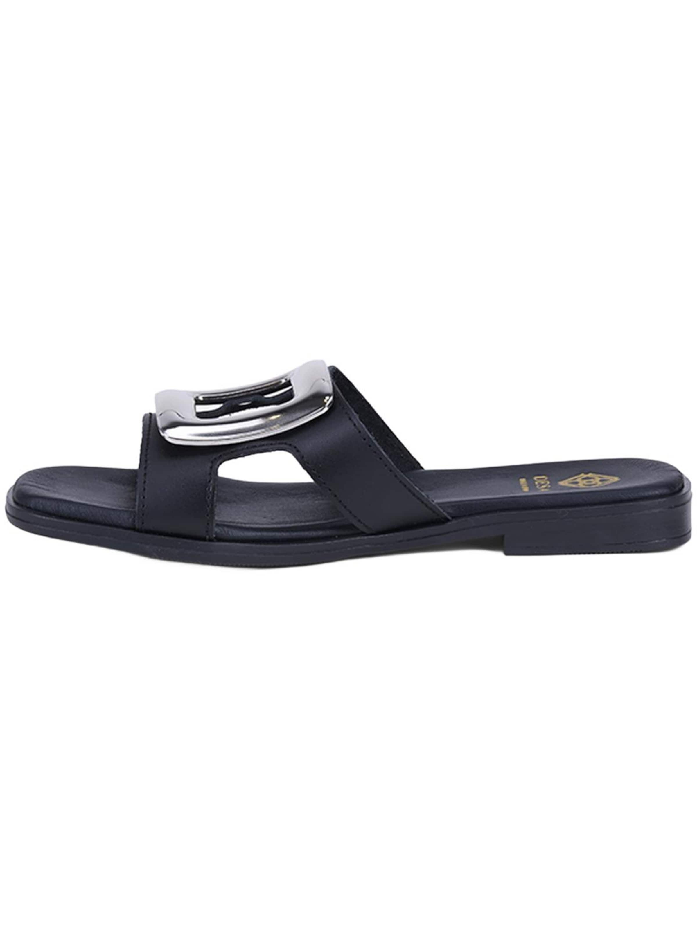 Mule 'DESA Damen-Lederpantoletten mit goldenen Details' Desa en noir