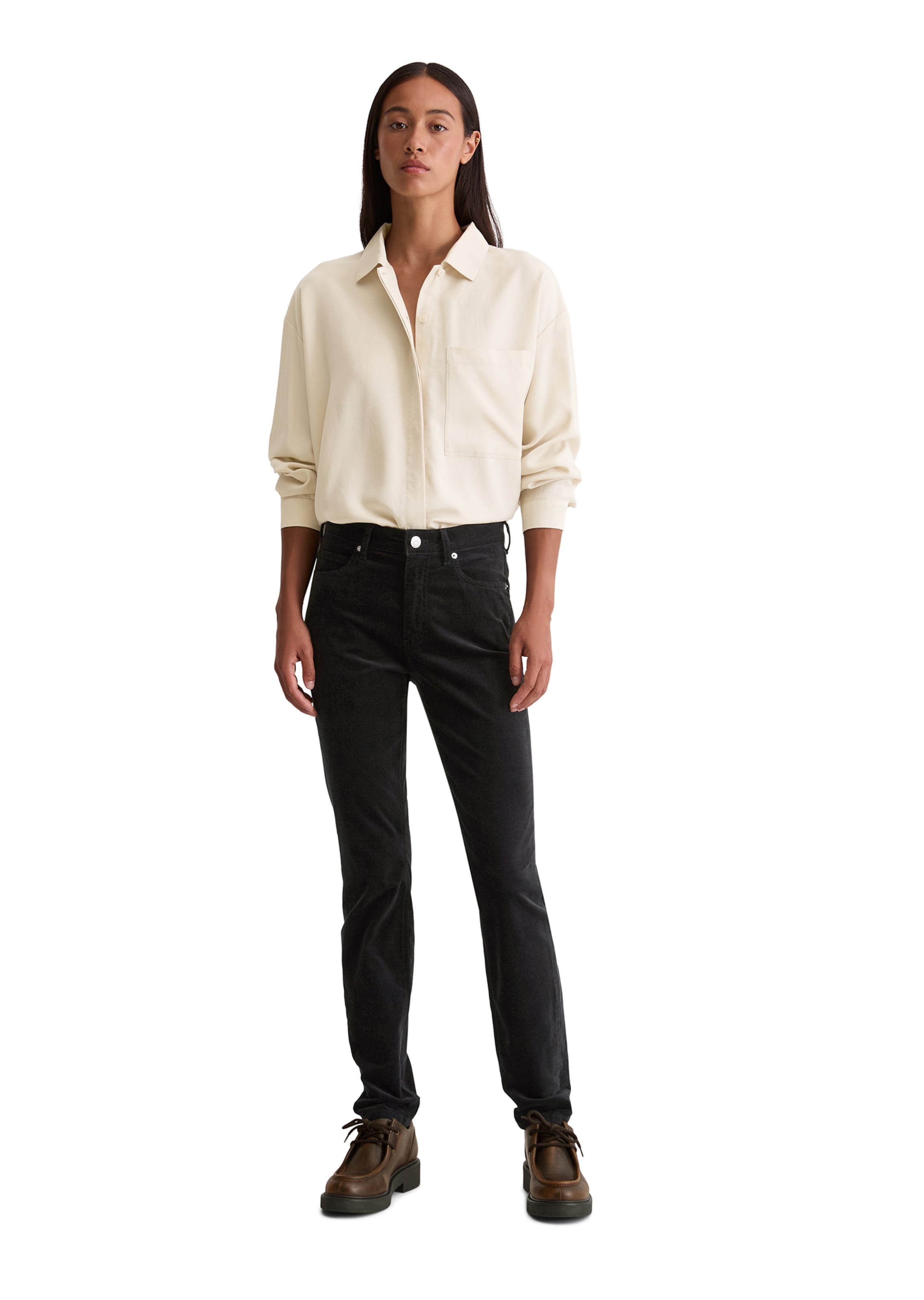 Marc O'Polo Slim fit Trousers 'Alkea' in Black