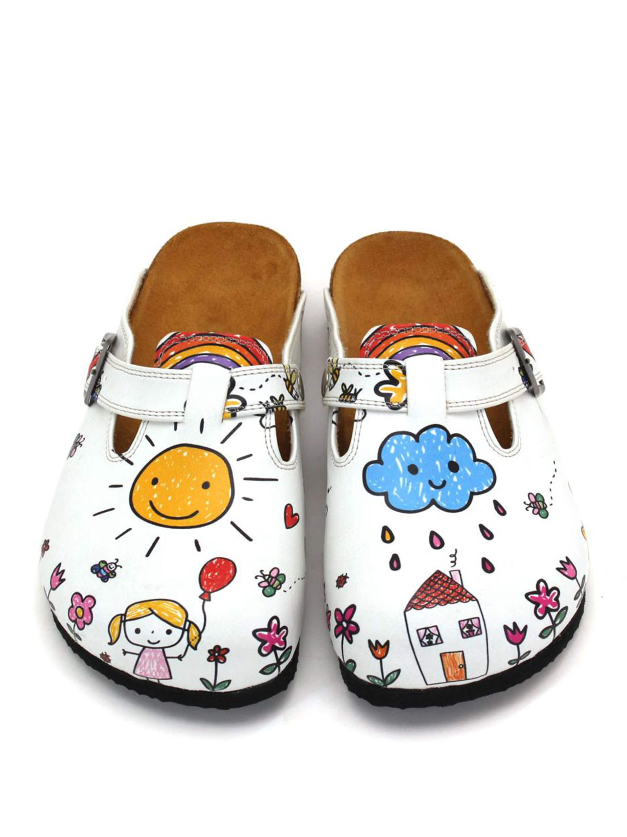 Goby Clogs 'Women Calceo Clogs WCAL5443 with doodles design' in Wit