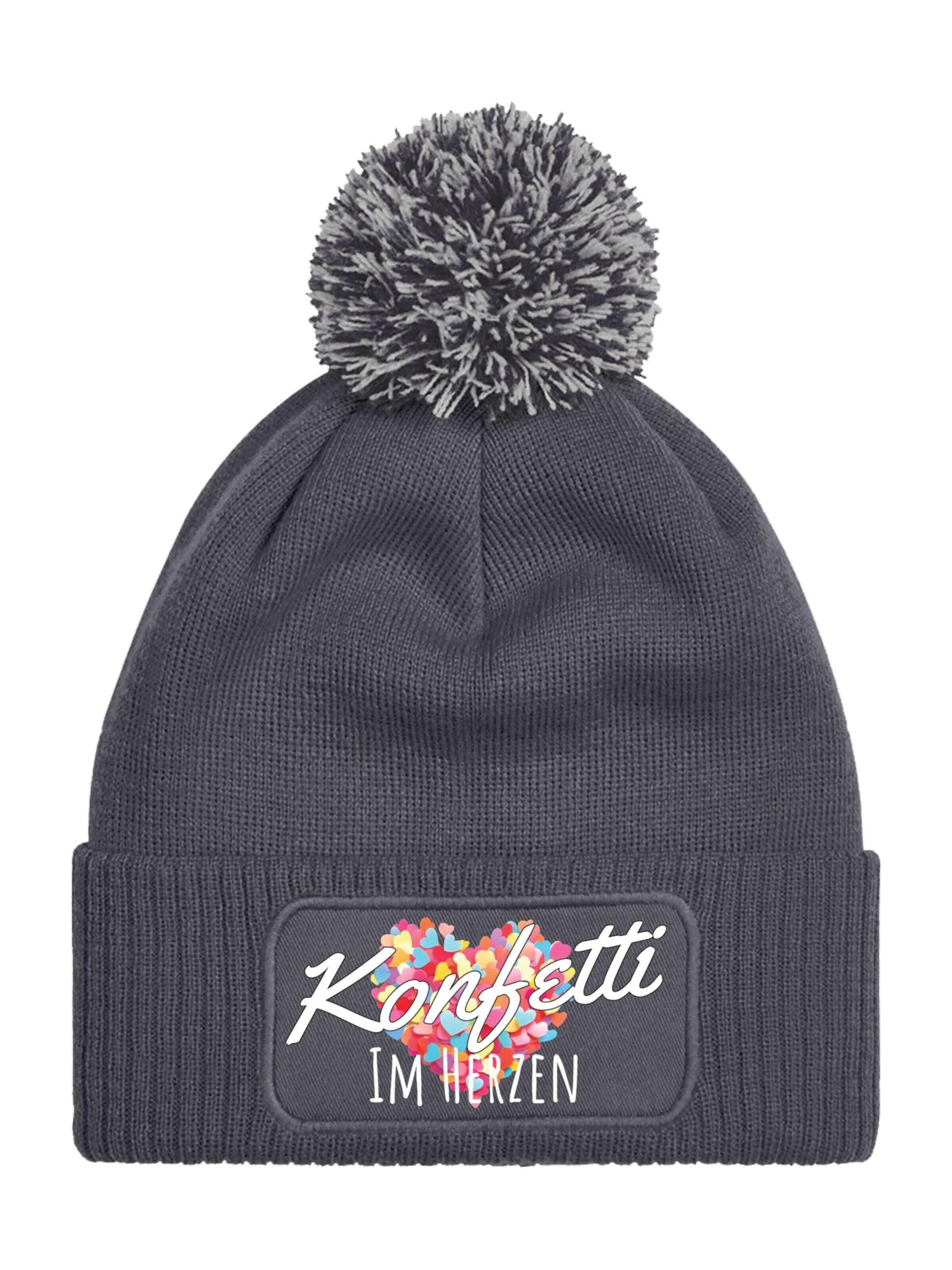 Youth Designz Beanie 'Konfetti im Herzen' in Grey: front