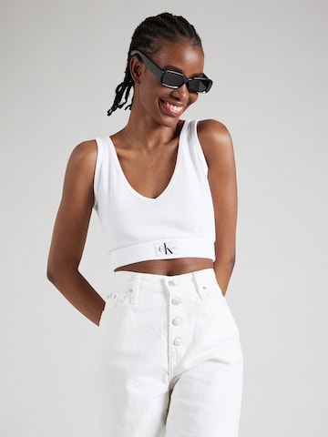 Calvin Klein Jeans regular Τοπ σε λευκό: μπροστά
