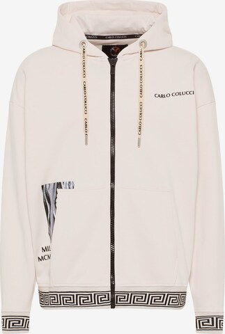 Carlo Colucci Zip-Up Hoodie in White: front