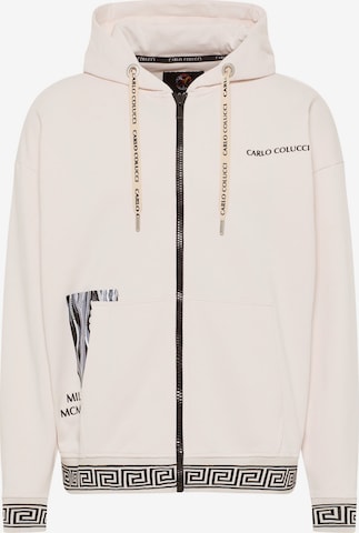 Carlo Colucci Zip-Up Hoodie in White: front