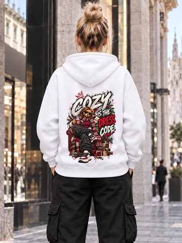 LUNØIR StudioSweater majica 'BOSS Femme Cozy Christmas' - bijela boja