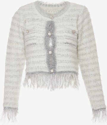 NALLY Knit Cardigan in White: front