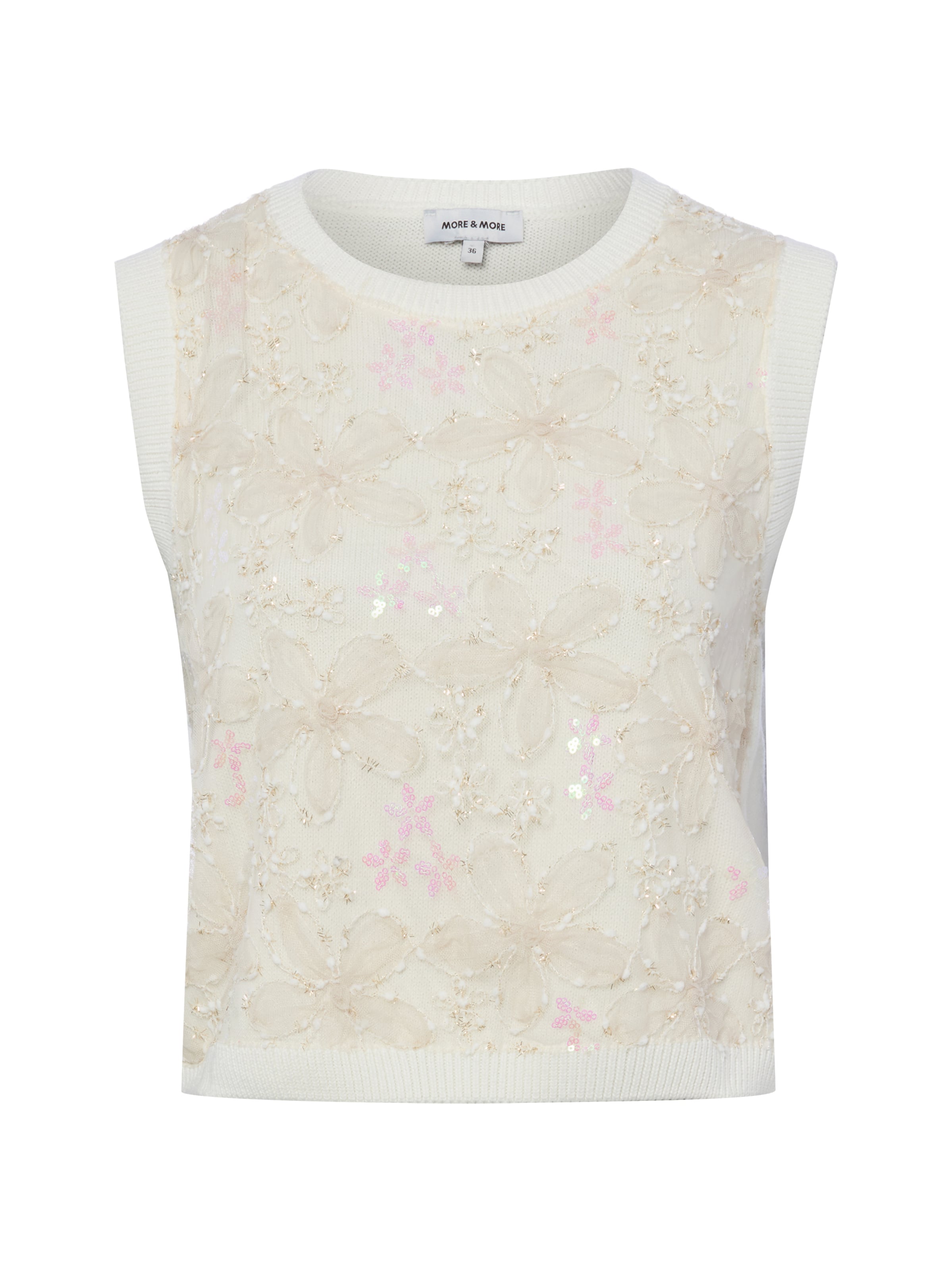 MORE & MORE Gebreid vest in Wit: voorkant