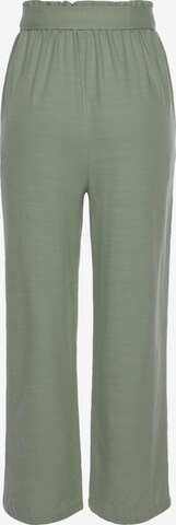 LASCANA Zvonové kalhoty Kalhoty se sklady v pase – zelená