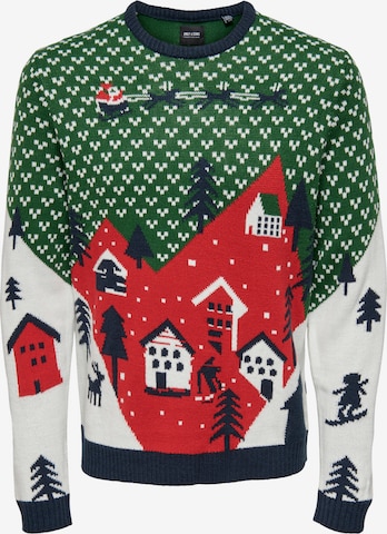 Only & Sons Sweater 'Xmas' in Green: front