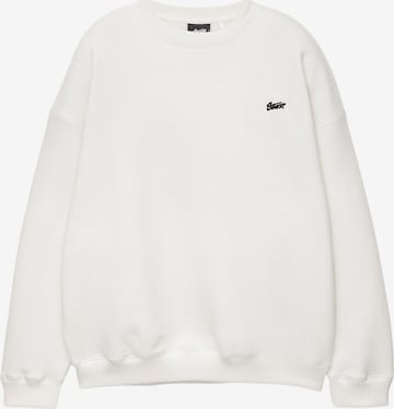 Pull&Bear Суичър 'STWD' в бяло: отпред