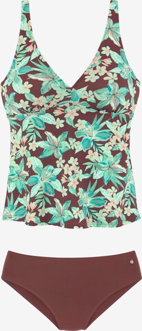 s.Oliver T-shirt Tankini in Brown: front